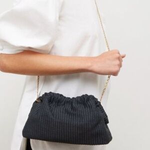 Mansur Gavriel Raffia Cloud Clutch, Black